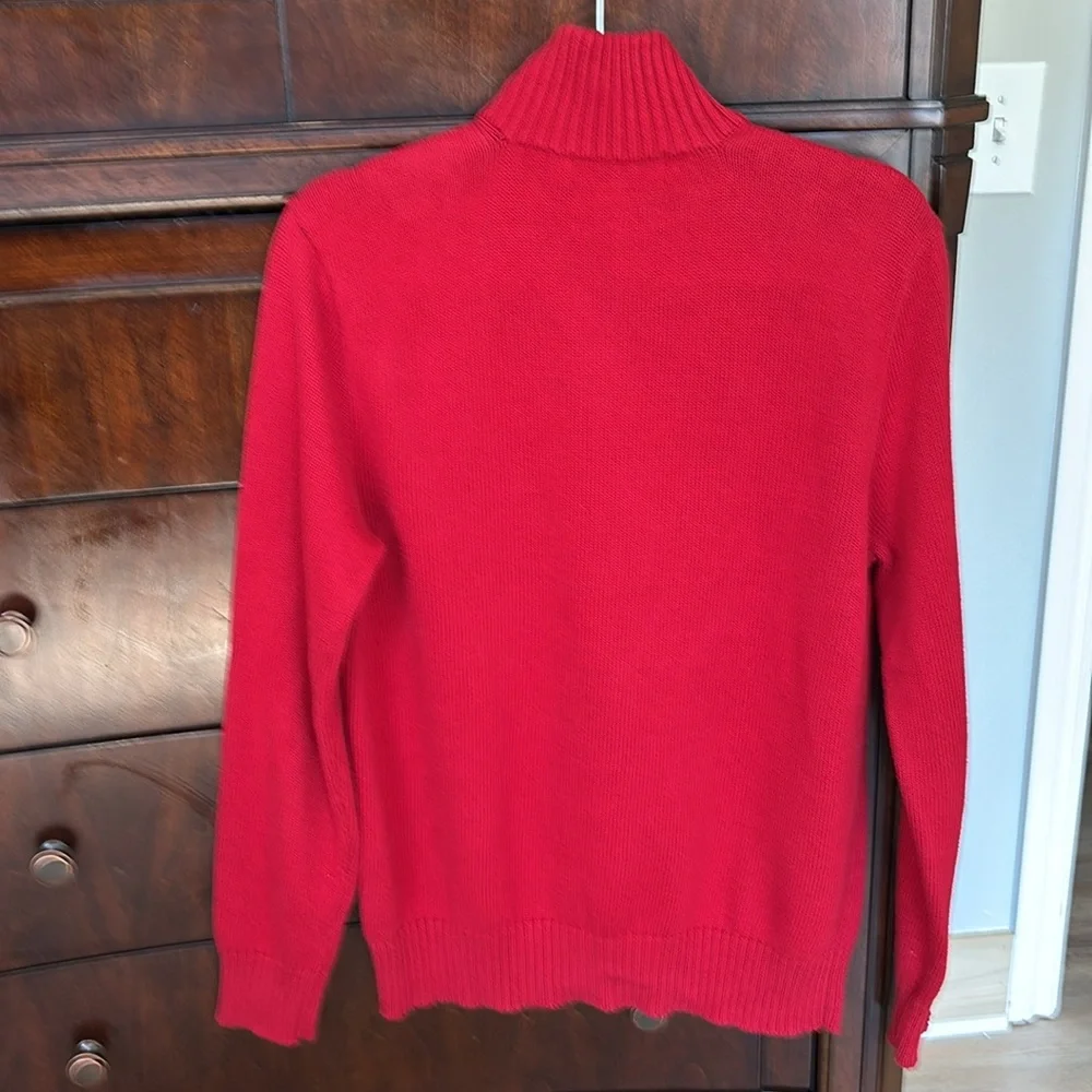 Polo by Ralph Lauren Red Cotton Mock Neck Pull Over Sweater SZ M Classic Preppy
